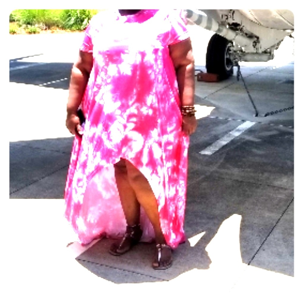 Pink and white tie dye dress